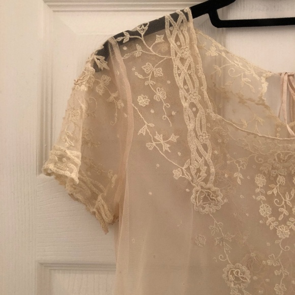 Anthropologie Lace Embroidered Top in Cream - Picture 3 of 7